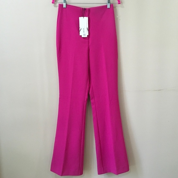 ZARA Pants Flare HIGH-WAIST TROUSERS HOT PINK Fuchsia Barbiecore NWT  SIZE M - Picture 1 of 9